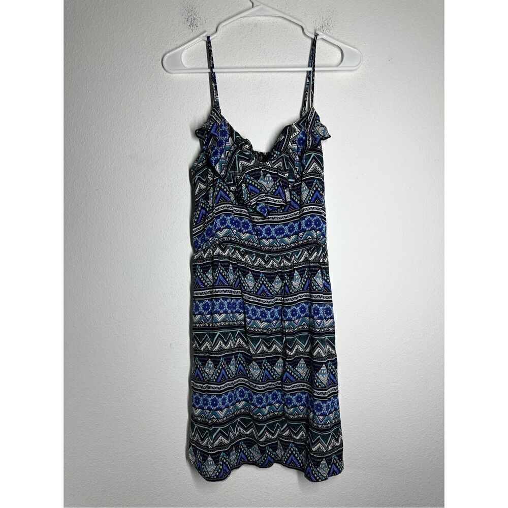 A9 Blue Bohemian Aztec Print Sundress Size L Blue Black